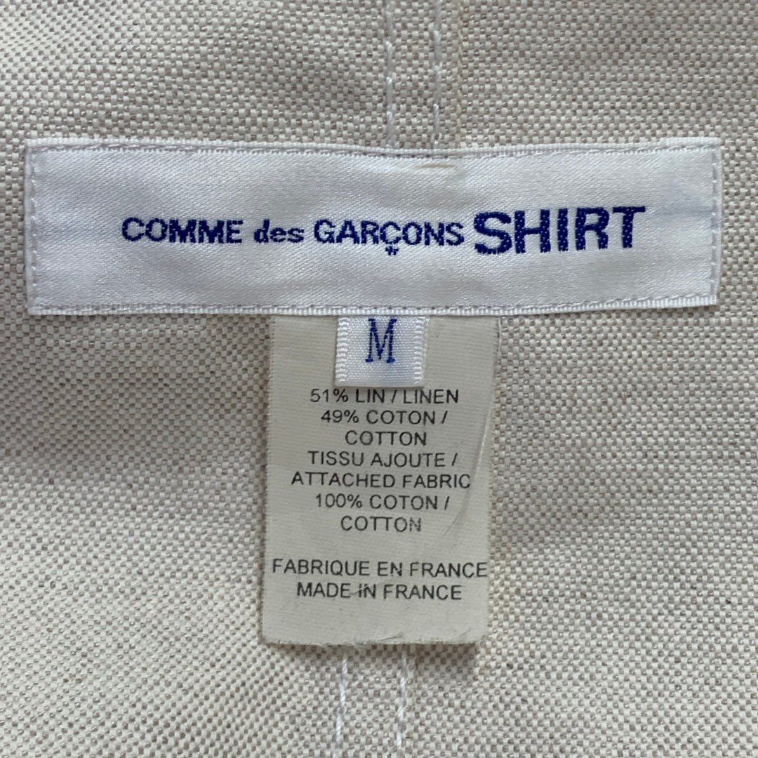 COMME des GARCONS SHIRT Size M Regular Beige Olive Cotton Linen Notch Lapel Sport Coat