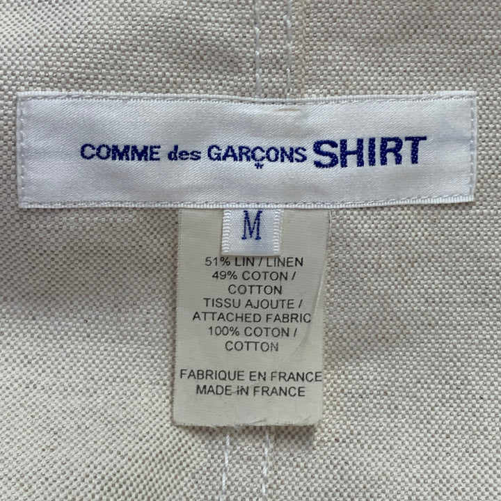 COMME des GARCONS SHIRT Size M Regular Beige Olive Cotton Linen Notch Lapel Sport Coat