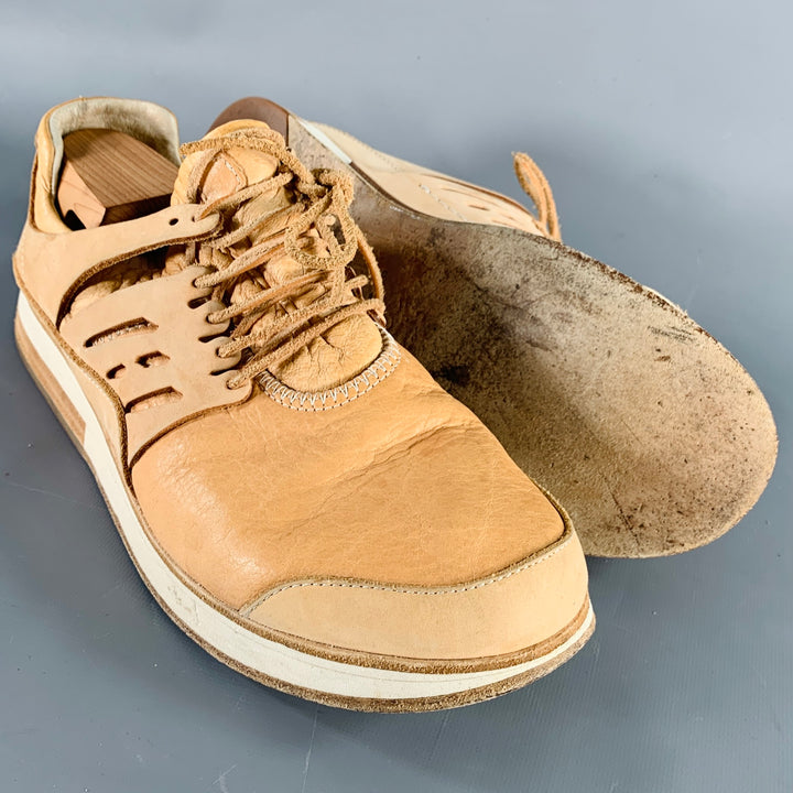 HENDER SCHEME Size 12 MIP-12 Beige Natural Leather Lace-Up Sneakers