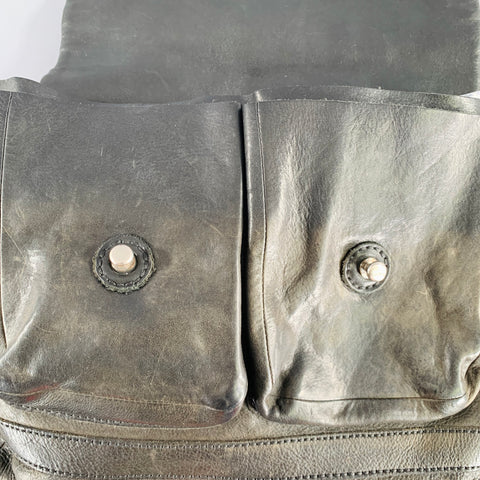 JOHNNY FARAH Black Leather Crossbody Messenger Bag