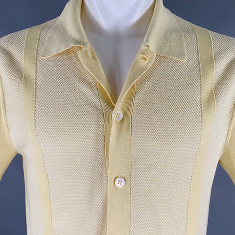 Chemise à manches courtes en soie et coton texturés jaunes TODD SNYDER taille M