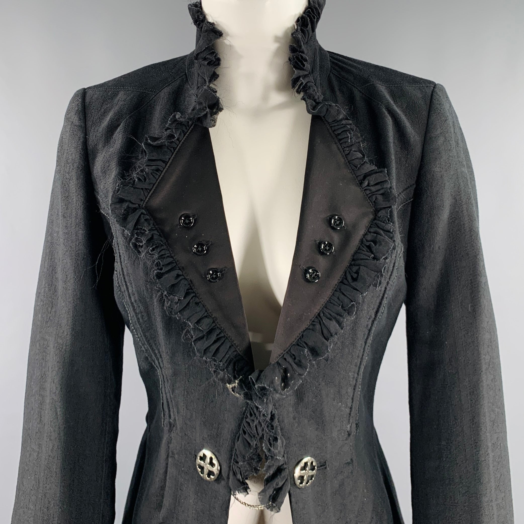 HIGH Size 8 Black Cotton Ruffled Tail Coat – Sui Generis