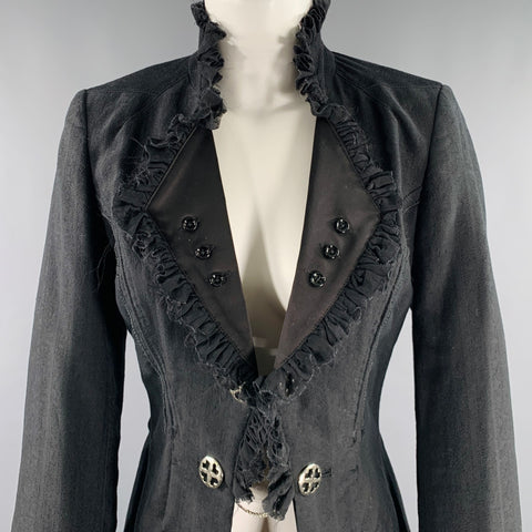 HIGH Size 8 Black Cotton Ruffled Tail Coat