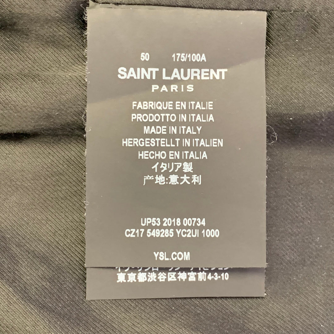 SAINT LAURENT Size M Black Calf Leather Belted Jacket