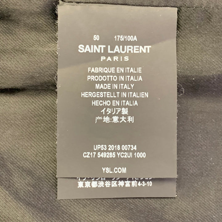 SAINT LAURENT Size M Black Calf Leather Belted Jacket