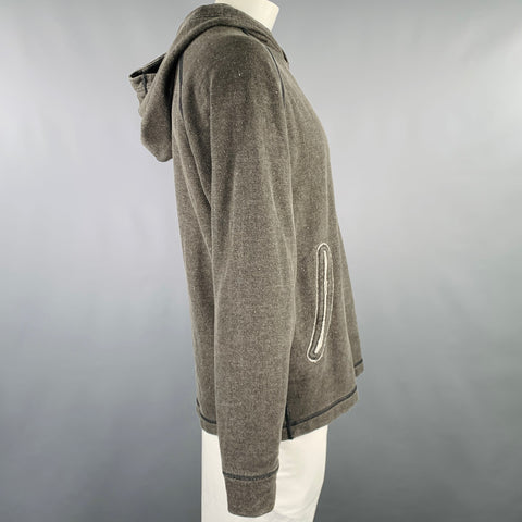 Sweat à capuche VOLLEBAK en coton et chanvre, taille L, gris avec liseré contrastant blanc