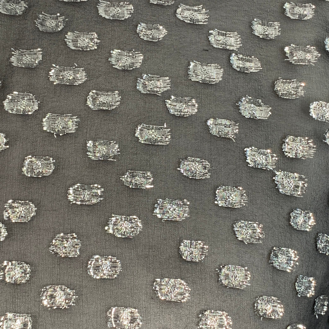 VERSUS by GIANNI VERSACE Size M Black Silver Metallic Silk Dots Long Sleeve Shirt