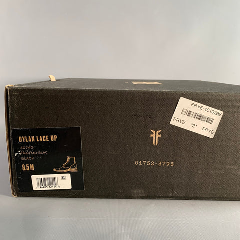 FRYE Size 8.5 Black Leather Lace Up Boots