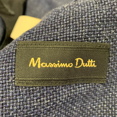 MASSIMO DUTTI Size 42 Blue Woven Linen Wool Single Breasted Sport Coat