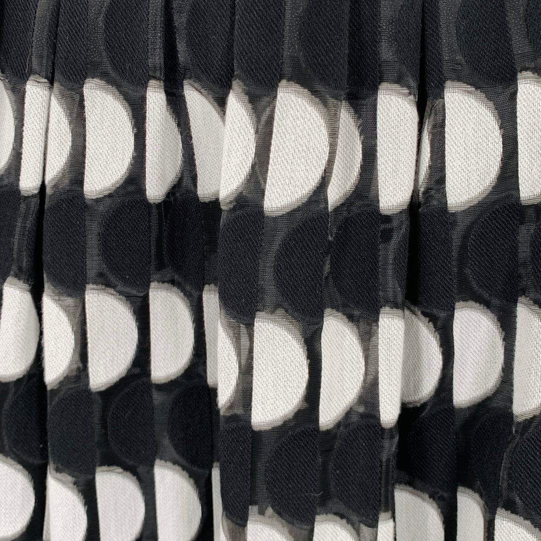 AKRIS Size 4 Black White Cotton Blend Polka Dot Pleated Skirt