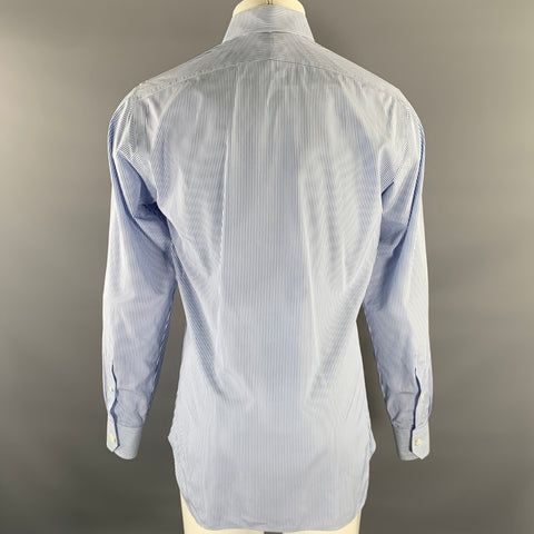 HAMILTON Size S Blue Light Blue Stripe Cotton Spread Collar Long Sleeve Shirt