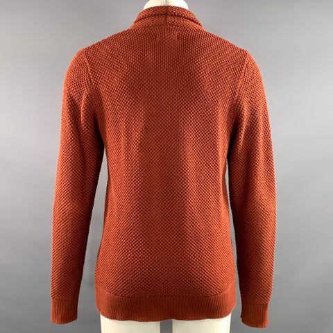 TAYLOR STITCH Size S Orange Mahagony Knit Cotton Shawl Cardigan