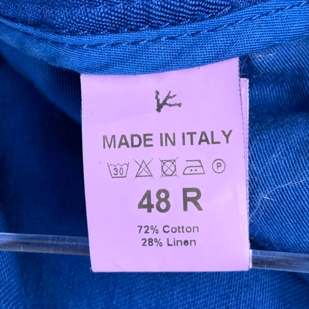 ISAIA Size 32 Blue Cotton Linen Five Pockets Tapered Zip Fly Casual Pants