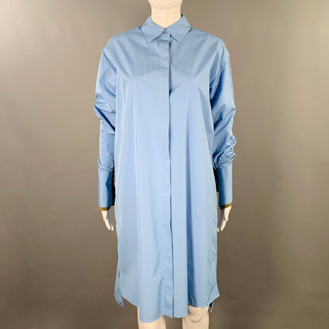 LOEWE Size 4 Blue Olive Cotton Mixed Fabrics Shirt Dress
