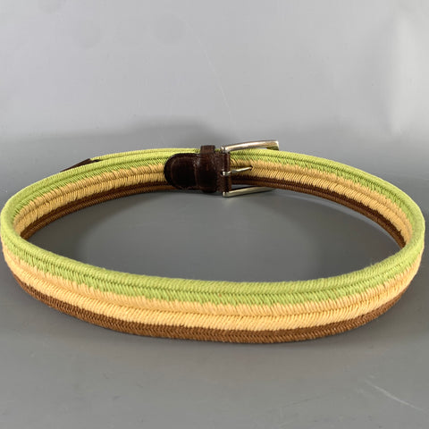 ETRO Size Green Brown Stripe Viscose Belt
