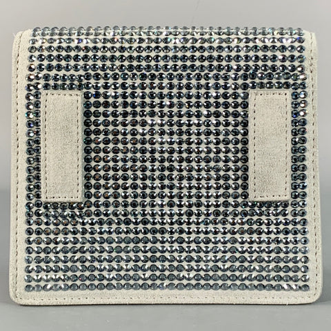 OFF-WHITE JITNEY Grey Rhinestones Leather Crossbody Handbag