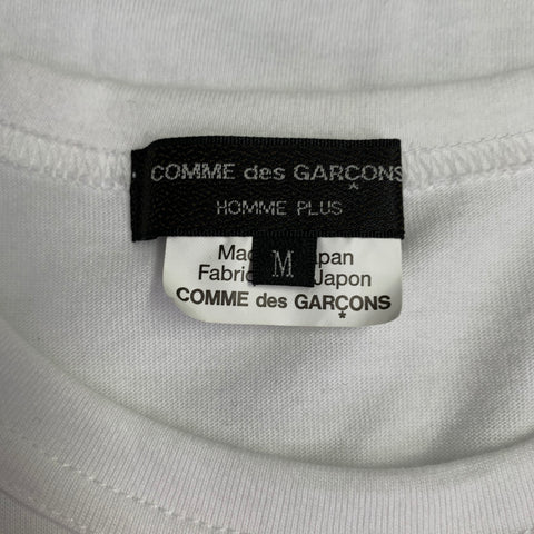 COMME des GARCONS HOMME PLUS 2019 Size M White Black Print Cotton Crew Neck T-shirt