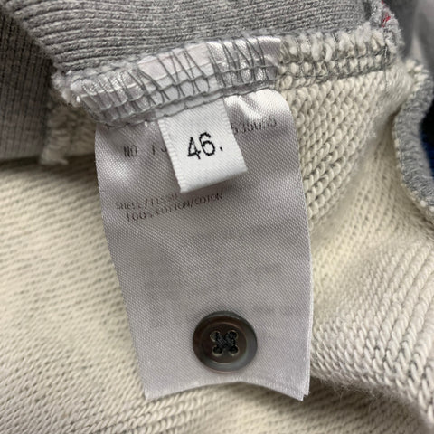 THOM BROWNE Size L Grey Red White Blue Cotton Stripe Cropped Pullover
