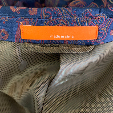 TALLIA Chest Size 42 Navy Burgundy & Green Paisley Polyester Sport Coat