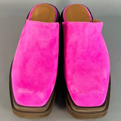 ECKHAUS LATTA Size 9 Pink Fuchsia Suede Mules Flats