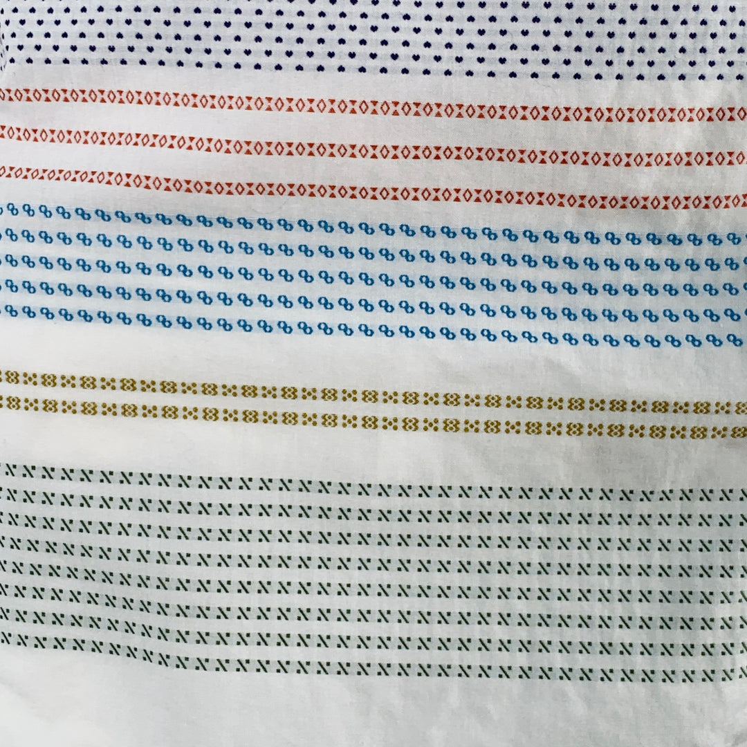 ENGINEERED GARMENTS Size L White Multi Color Stripe Cotton Long Sleeve Shirt