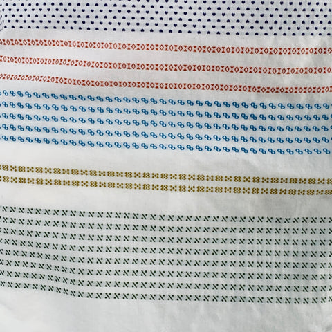 ENGINEERED GARMENTS Size L White Multi Color Stripe Cotton Long Sleeve Shirt