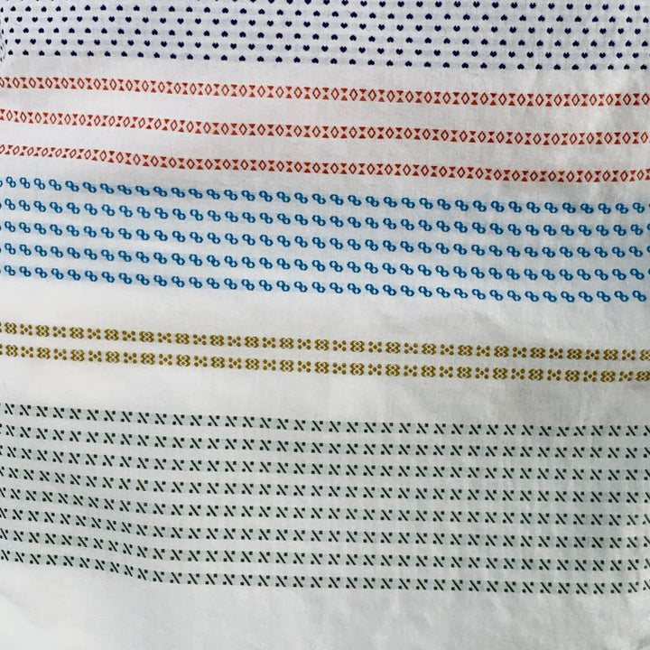 ENGINEERED GARMENTS Size L White Multi Color Stripe Cotton Long Sleeve Shirt