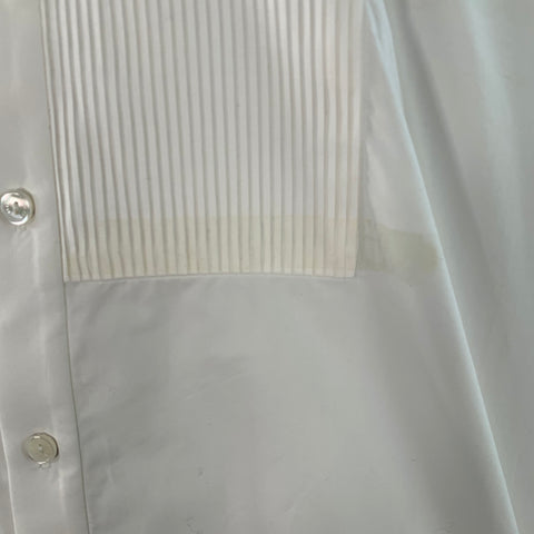 NILI LOTAN Size XL White Cotton Pleated Bib Tuxedo Long Sleeve Shirt