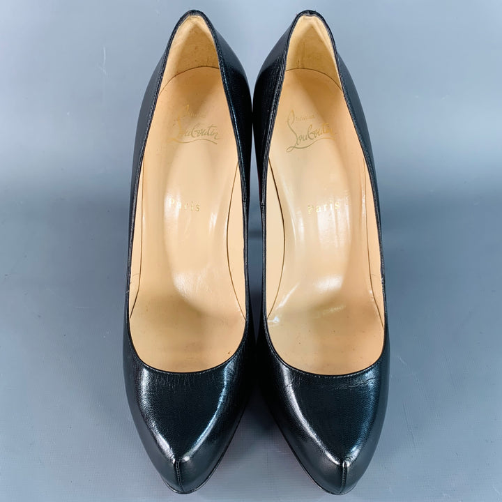 CHRISTIAN LOUBOUTIN Size 10 Rolando Black Leather Hidden Platform Pumps