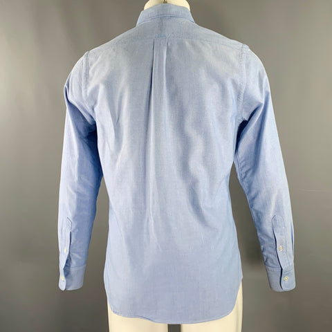 WINGS and HORNS Size S Blue Oxford Cotton One Pocket Long Sleeve Shirt