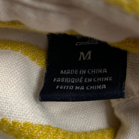 SCOTCH AND SODA Size M Yellow Cream Stripe Cotton Linen Relaxed Short Sleeve Shirt