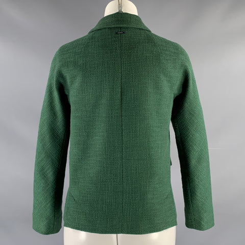 MAX MARA Size 4 Green Cotton Blend Woven Snaps Jacket