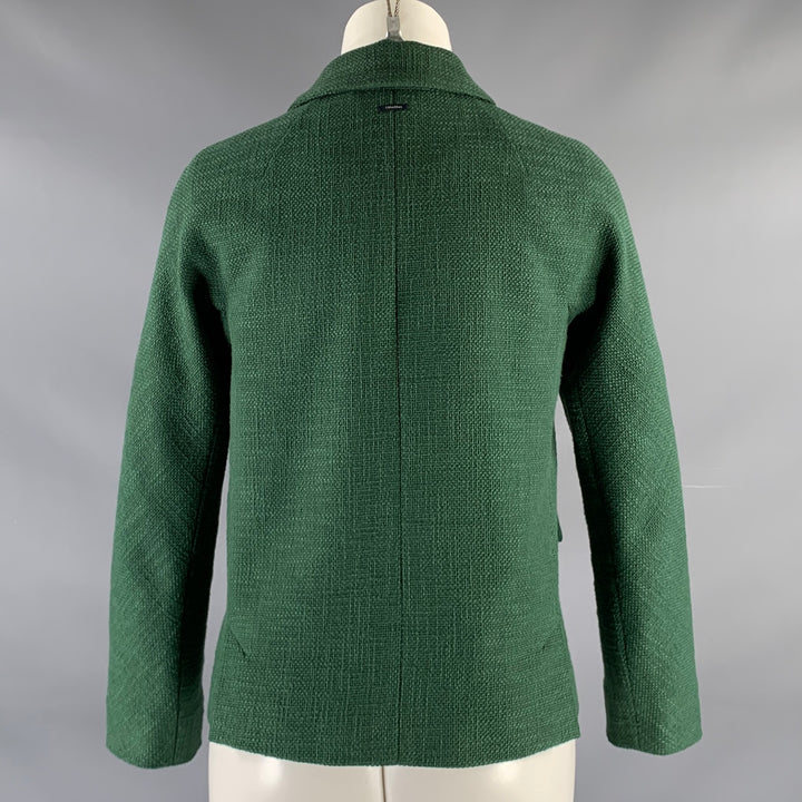 MAX MARA Size 4 Green Cotton Blend Woven Snaps Jacket