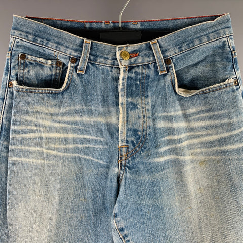 LUCKY BRAND Size 29 Blue Distressed Cotton Straight Button Fly Jeans