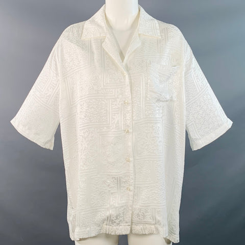 ROTATE Size 8 Avery White Viscose Blend Floral One Pocket Casual Top
