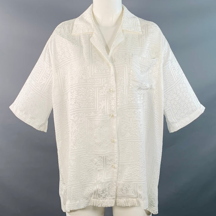 ROTATE Size 8 Avery White Viscose Blend Floral One Pocket Casual Top