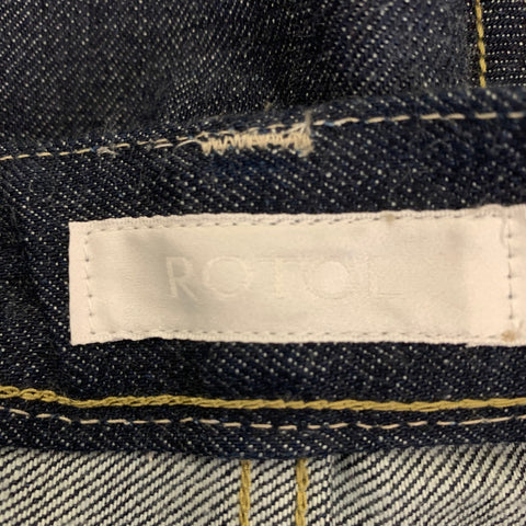 ROTOl Size 32 Navy Contrast Stitch Cotton Flared Jeans