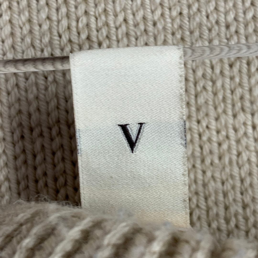 GRP Size L Beige Knit Merino Wool Turtleneck Sweater