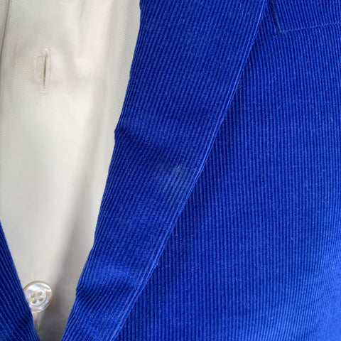 PAUL SMITH Size 42 Blue Corduroy Cotton Notch Lapel Sport Coat