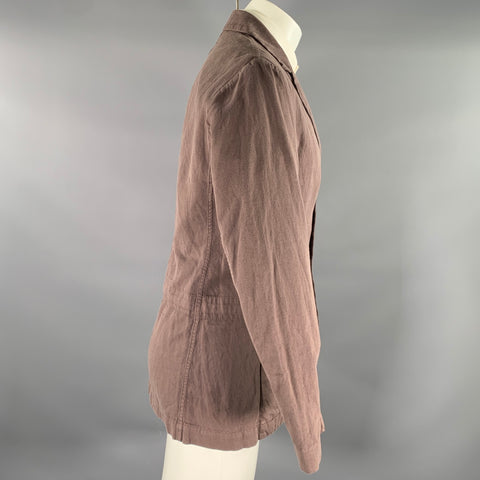 HANNES ROETHER Chest Size S Brown Solid Cotton Blend Notch Lapel Sport Coat
