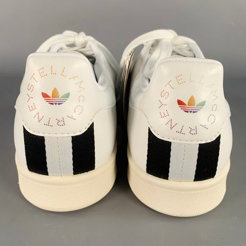 ADIDAS x STELLA McCARTNEY Size 8.5 White Multi Color Leather Stars Lace-Up Low Top Sneakers
