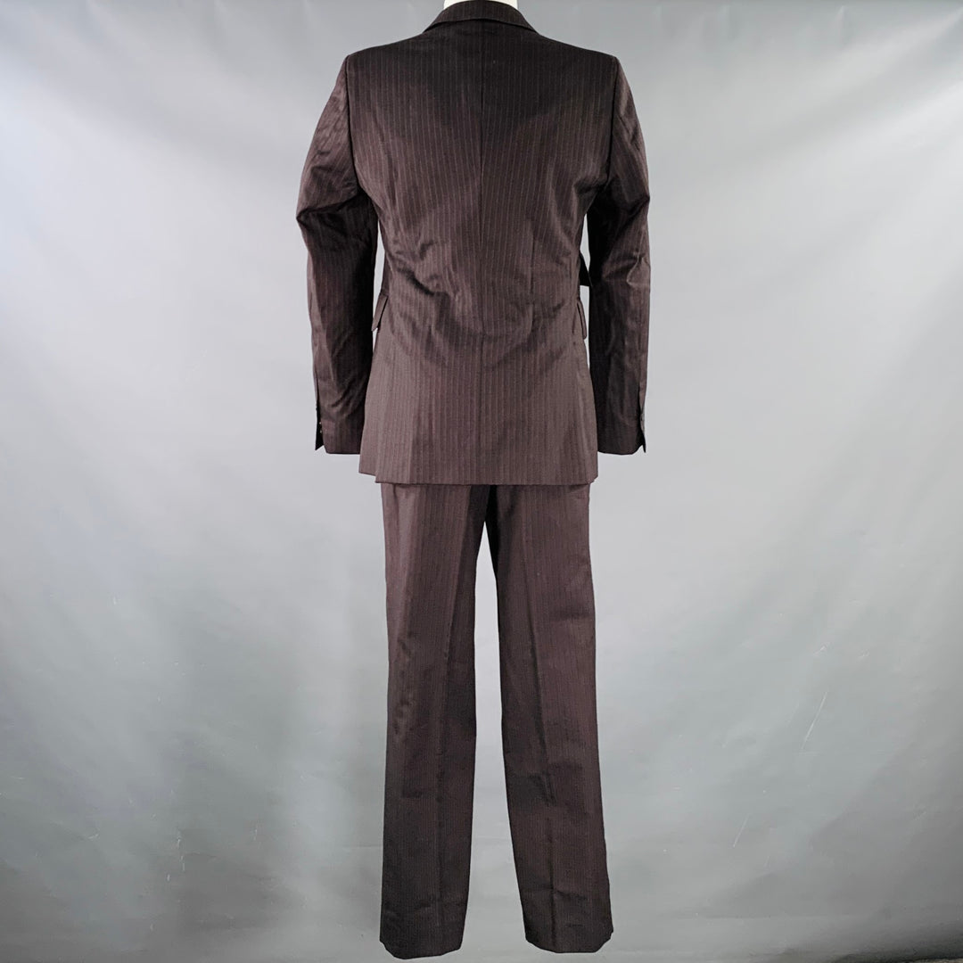CoSTUME NATIONAL Size 38 Brown Grey Pinstripe Wool Single Button Suit