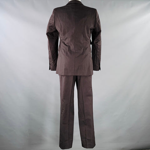 Costume National Taille 38 Costume à Rayures Grises et Marron en Laine à Un Bouton