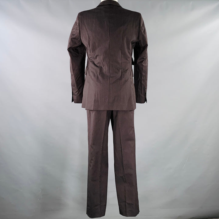 CoSTUME NATIONAL Size 38 Brown Grey Pinstripe Wool Single Button Suit