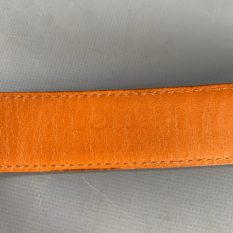 LONGHI Size 38 Brown Mahagony Crackled Leather Belt
