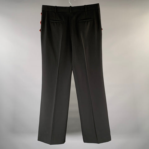 GIVENCHY Size 34 Black Red Wool Dress Pants
