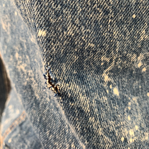 LEVI'S Size M Blue White Paint Splatter Cotton Trucker Jacket