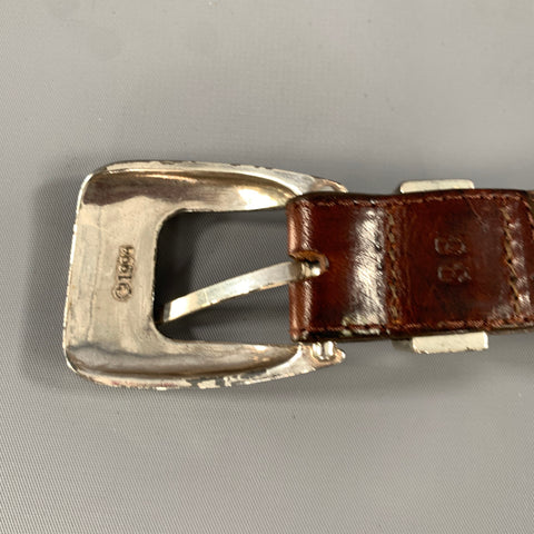 ONYX Size 38 Brown Studded Leather Belt