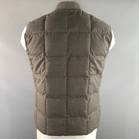 BRUNELLO CUCINELLI Size XL Grey Blue Quilted Wool Reversible Vest