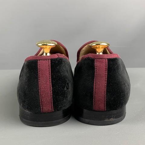 STUBBS & WOOTTON Size 9.5 Black Velvet Slip On Loafers